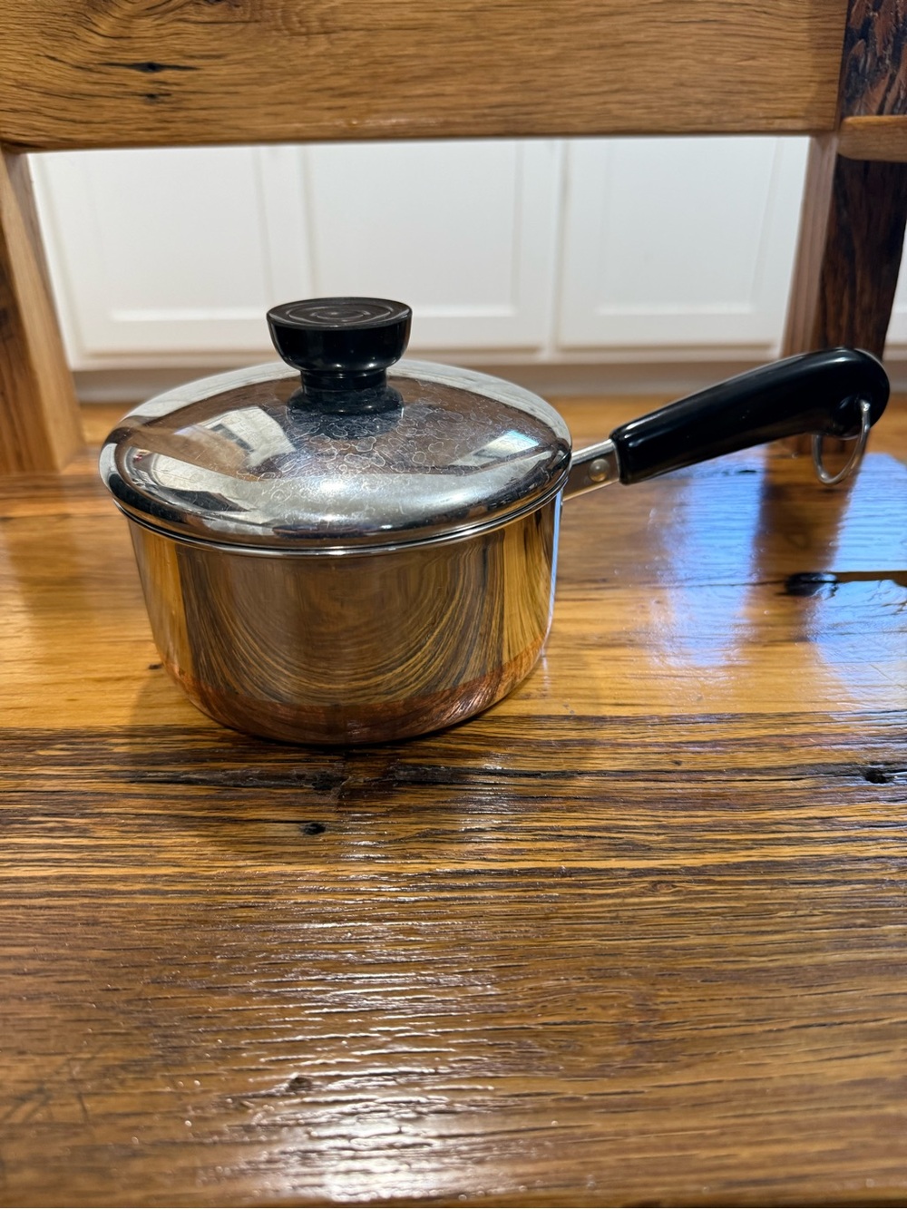 Vintage Revere Ware Saucepan with Lid - Black Handle